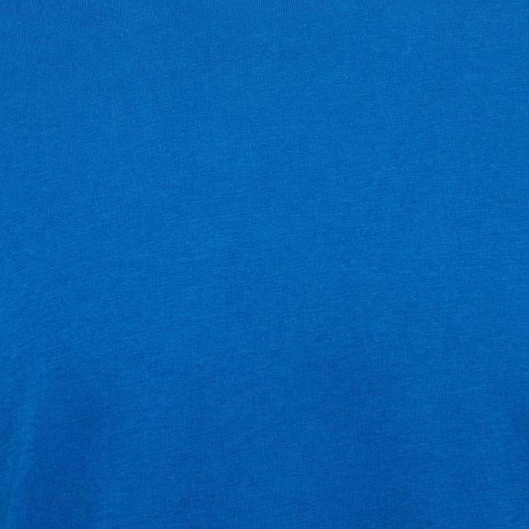Pre Owned Alexander McQueen Blue Logo Print Cotton T-Shirt M