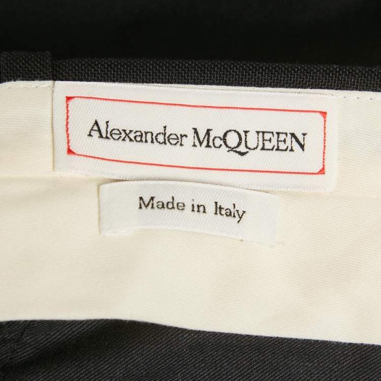 Pre Owned Alexander McQueen Black Logo Embroidered Cotton Trousers XL