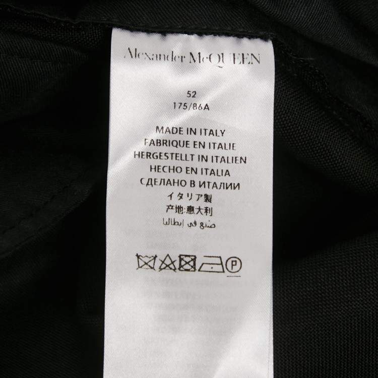 Pre Owned Alexander McQueen Black Logo Embroidered Cotton Trousers XL