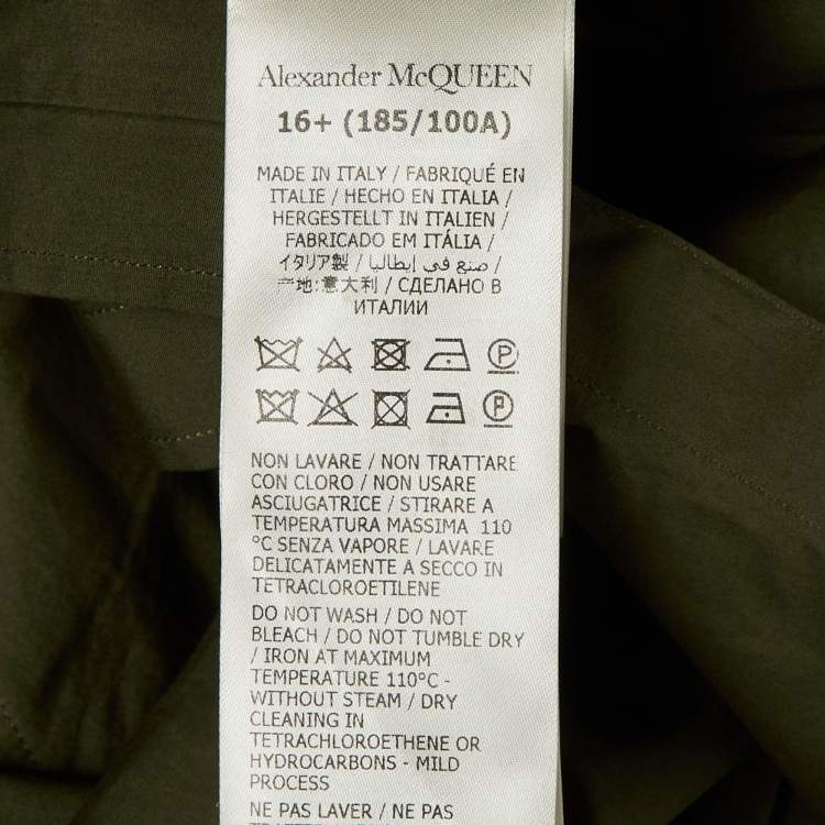 Pre Owned Alexander McQueen Green Cotton Button Front Shirt L