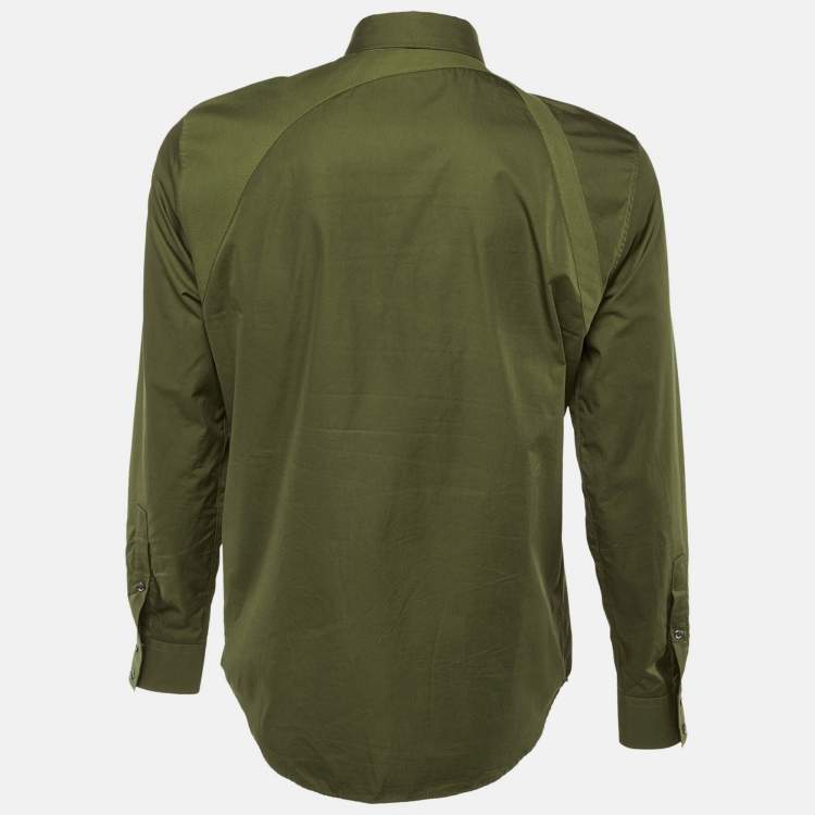 Pre Owned Alexander McQueen Green Cotton Button Front Shirt L