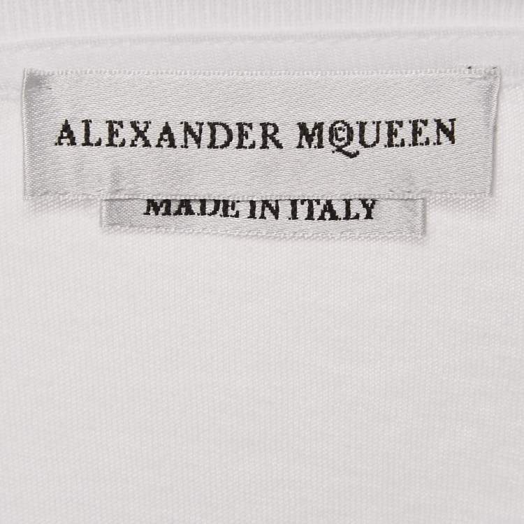Pre Owned Alexander McQueen White Skull Print Jersey T-Shirt XS