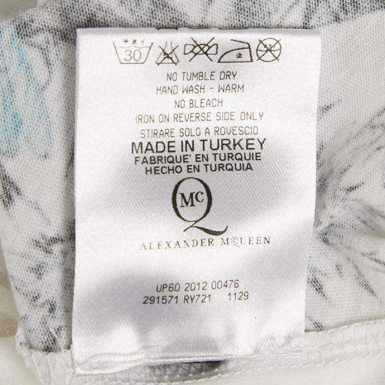 Pre Owned Alexander McQueen White Floral Print Jersey T-Shirt XS