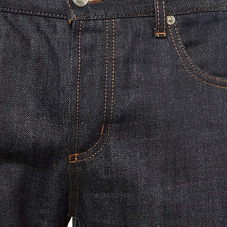 Pre Owned Alexander McQueen Dark Blue Skull Patch Denim Jeans L Waist 32"