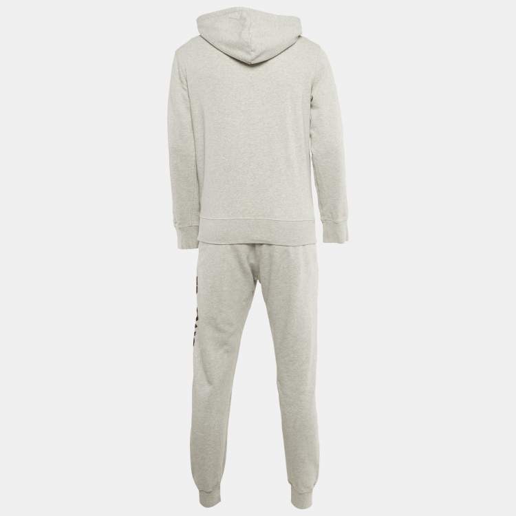 Pre Owned Alexander McQueen Grey Graffiti Logo Print Cotton Joggers Set M