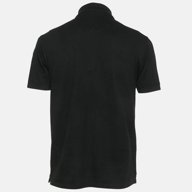 Pre Owned Alexander McQueen Black Cotton Pique Embroidered Polo T-Shirt L