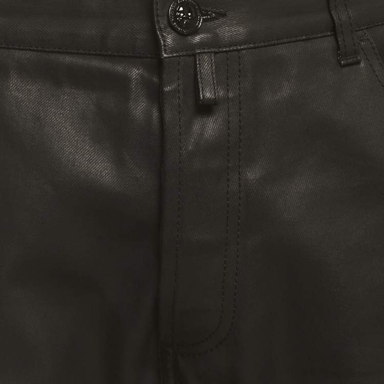 Pre Owned بنطلون جينز أليكسندر ماكوين مطلي باللون الأسود مقاس كبير/خصر 35"