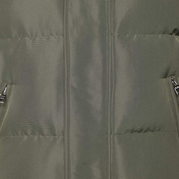 Pre Owned Alexander McQueen Green Quilted Detachable Hoodie Puffer Jacket S