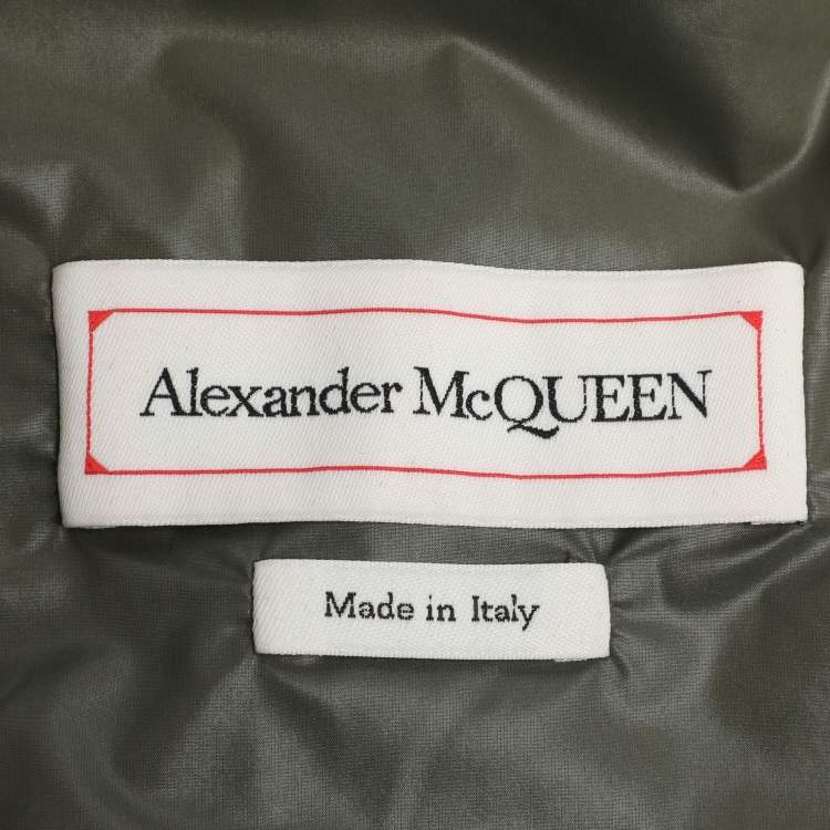 Pre Owned Alexander McQueen Green Quilted Detachable Hoodie Puffer Jacket S