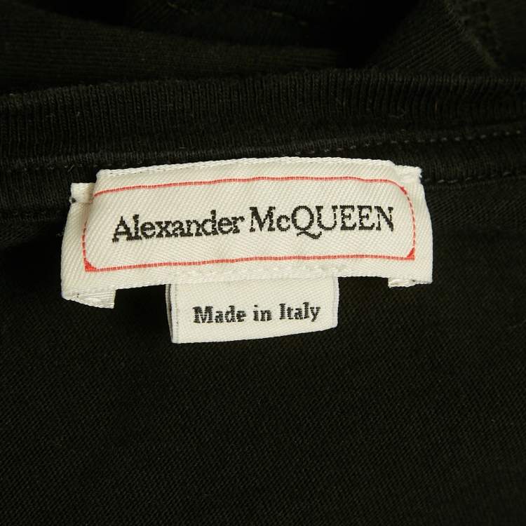 Pre Owned Alexander McQueen  Black Graffiti Logo Printed Cotton T-Shirt S
