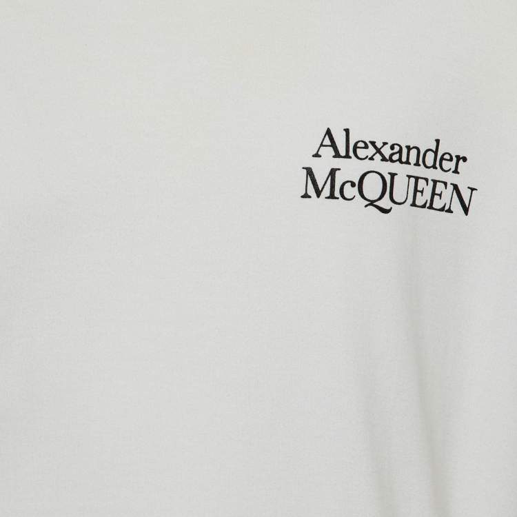 Pre Owned Alexander McQueen White Logo Print Cotton Oversized T-Shirt M
