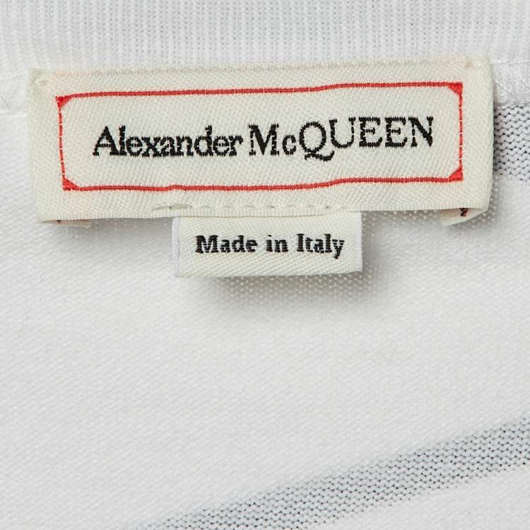 Pre Owned Alexander McQueen White Logo Print Cotton Oversized T-Shirt M