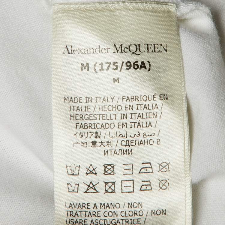 Pre Owned Alexander McQueen White Logo Print Cotton Oversized T-Shirt M