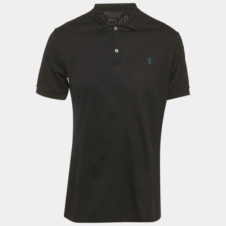 Pre Owned Alexander McQueen Black Jersey Polo T-Shirt L
