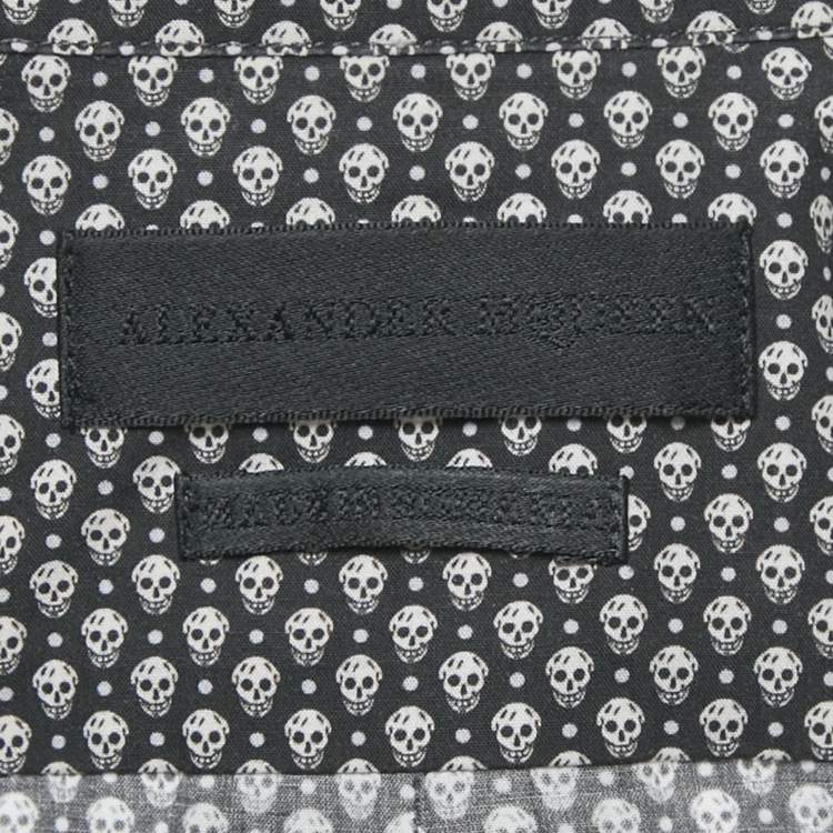 Pre Owned قميص أليكساندر ماكوين طويل الأكمام قطن بطبعة جمجمة أسود وسط