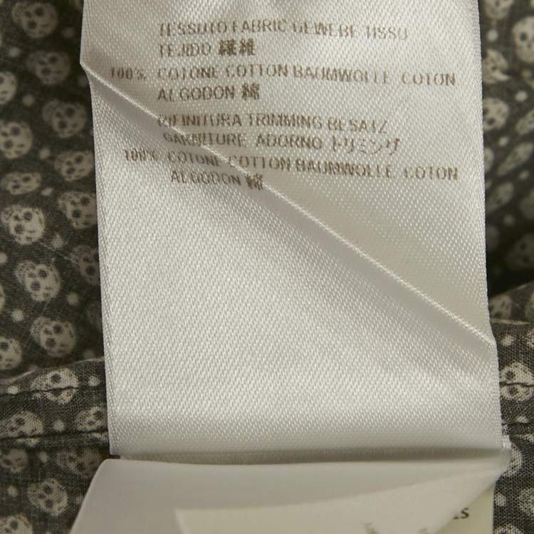 Pre Owned قميص أليكساندر ماكوين طويل الأكمام قطن بطبعة جمجمة أسود وسط