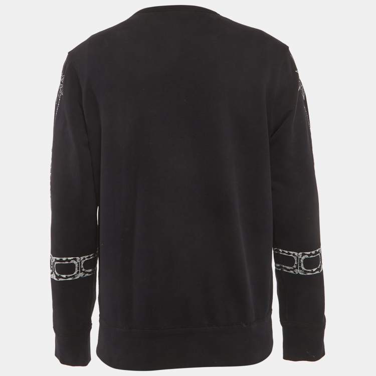 Pre Owned Alexander McQueen Black Embroidered Cotton Sweatshirt L