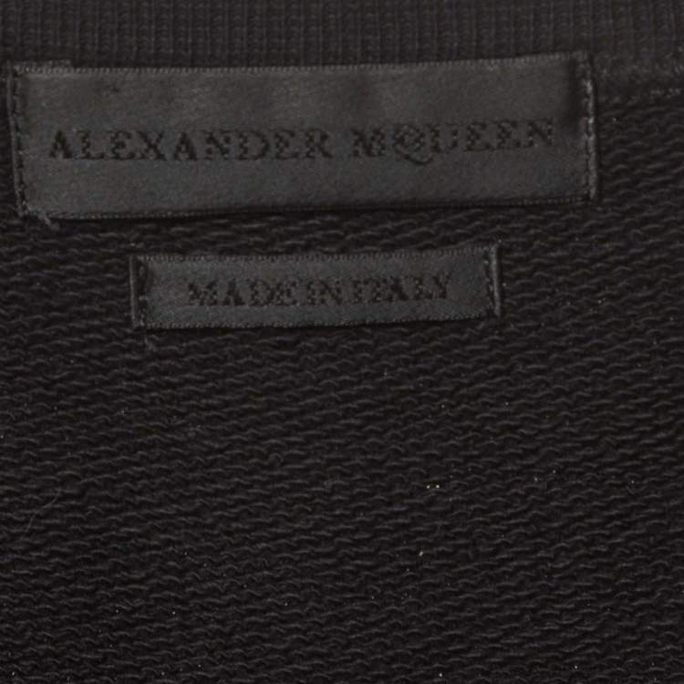 Pre Owned Alexander McQueen Black Embroidered Cotton Sweatshirt L