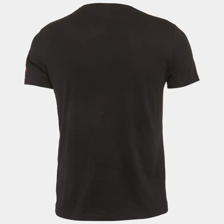 Pre Owned Alexander McQueen Black Jersey Multi Badge T-Shirt XS