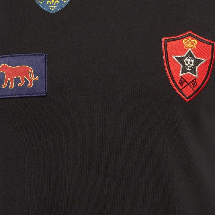 Pre Owned Alexander McQueen Black Jersey Multi Badge T-Shirt XS