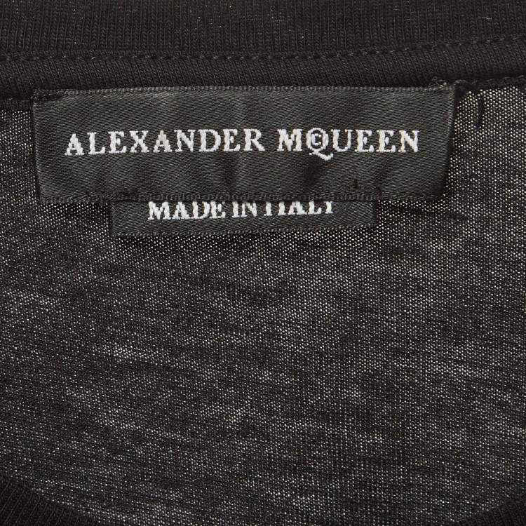 Pre Owned Alexander McQueen Black Jersey Multi Badge T-Shirt XS