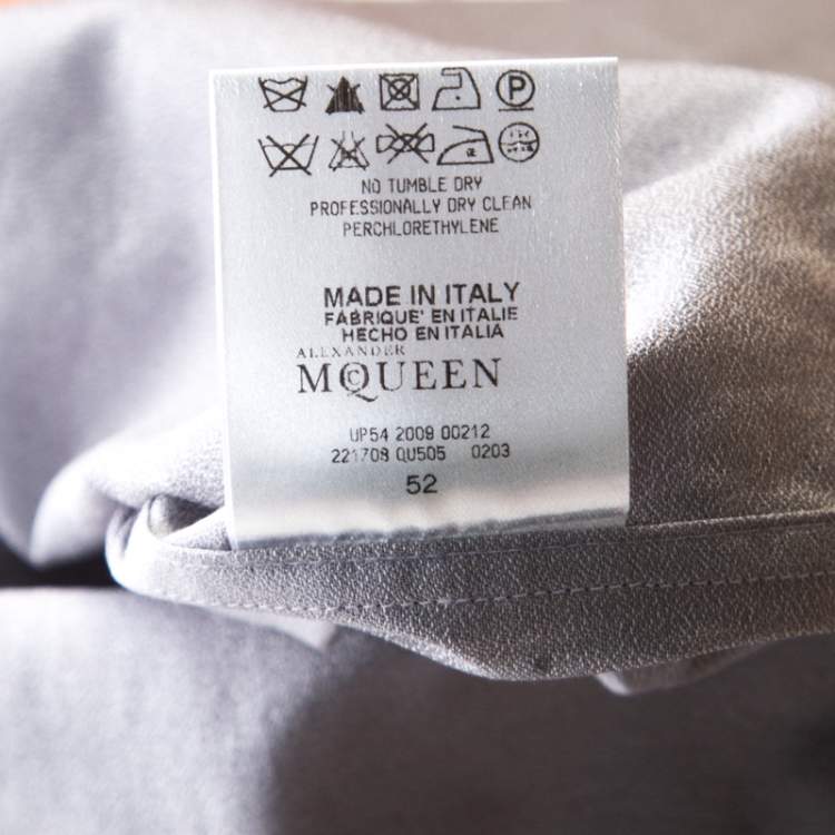 Pre Owned Alexander McQueen Grey Textured Cotton Eyelet Embroidered Collar Shirt XL