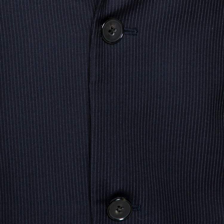 Pre Owned Alexander McQueen Navy Blue Pinstripe Wool Tailored Suit L