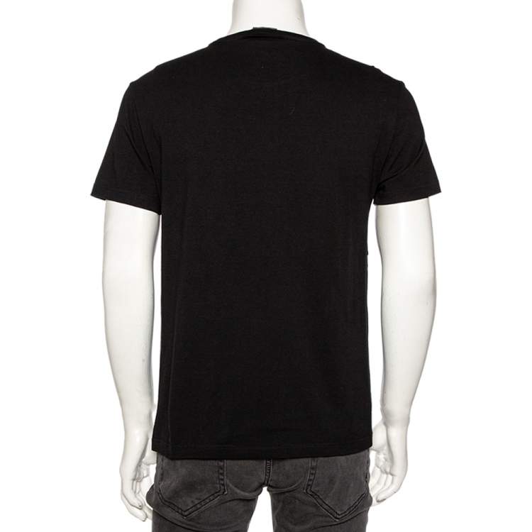 Pre Owned Alexander McQueen Black Signature Print Cotton Short Sleeve T-Shirt M