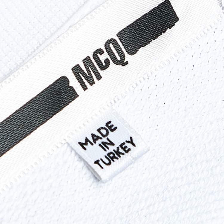 Pre Owned McQ by Alexander McQueen White Repeat Logo Detail Cotton Knit Sweatshirt XS