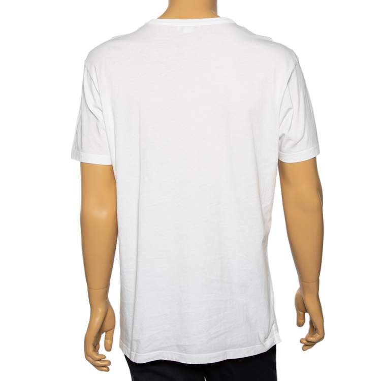 Pre Owned Alexander McQueen White Printed Cotton Short Sleeve T-Shirt L