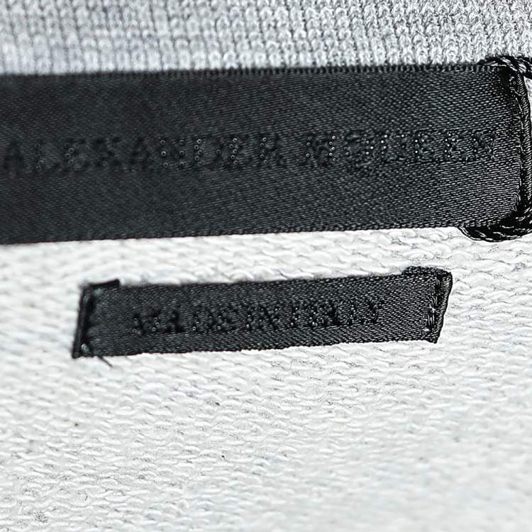 Pre Owned Alexander McQueen Grey Pattern Paneled Knit Sweatshirt L