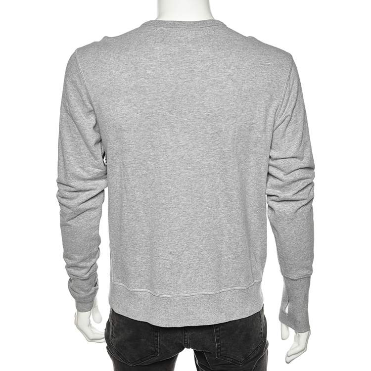 Pre Owned Alexander McQueen Grey Pattern Paneled Knit Sweatshirt L