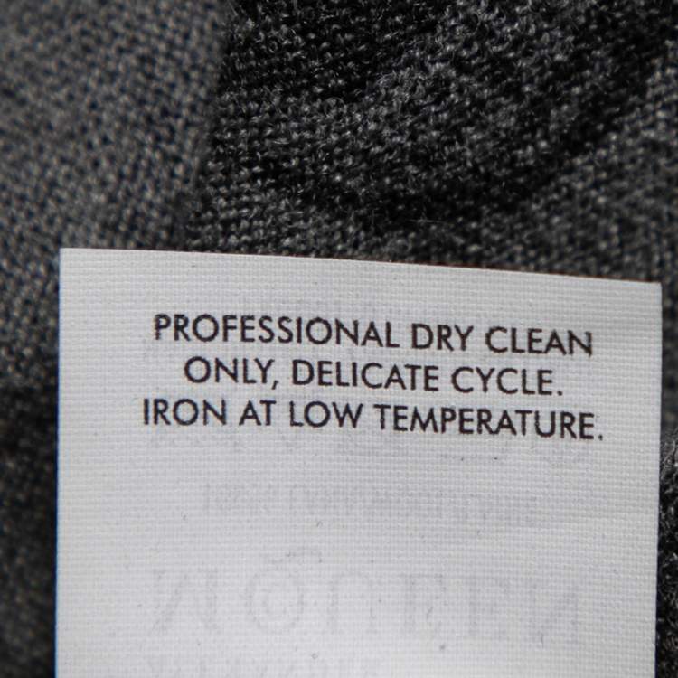 Pre Owned Alexander McQueen Grey Wool Draped Lapel Detail Cardigan M