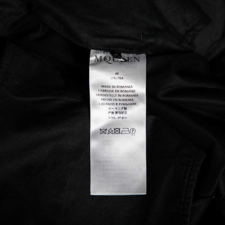 Pre Owned Alexander McQueen Black Cotton Zipped Hem Detailed Trousers M