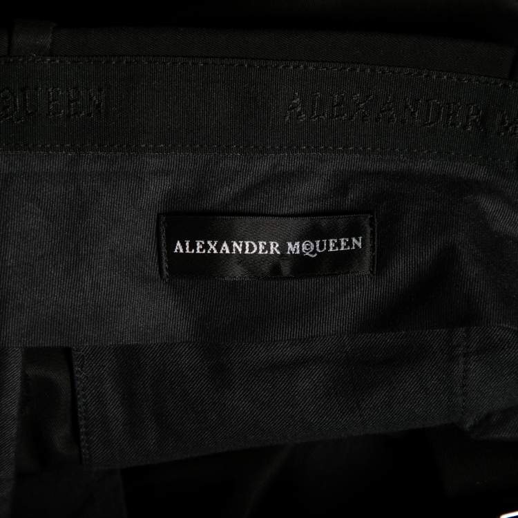 Pre Owned Alexander McQueen Black Cotton Zipped Hem Detailed Trousers M