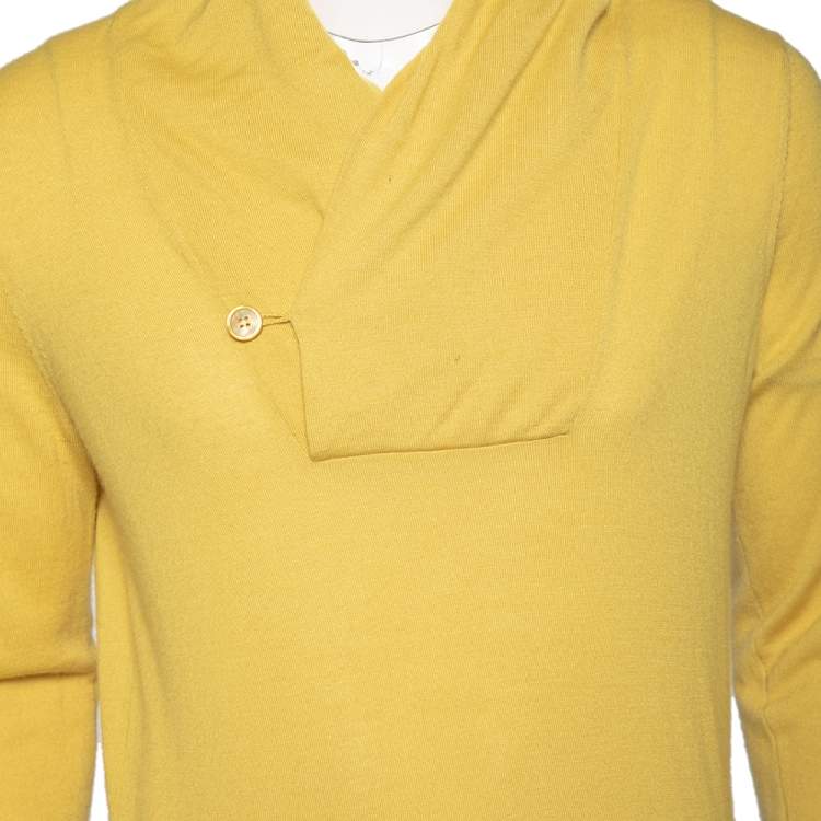 Pre Owned Alexander McQueen Yellow Cashmere Draped Neck Detail Sweater M