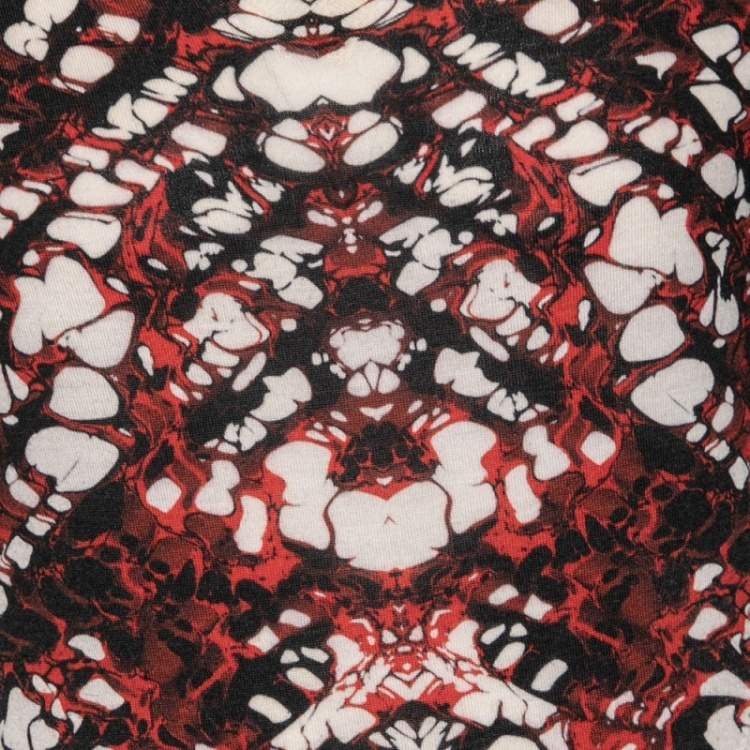 Pre Owned Alexander McQueen Multicolored Printed Wool V-Neck Sweater M