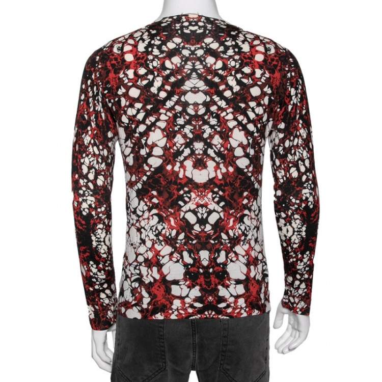 Pre Owned Alexander McQueen Multicolored Printed Wool V-Neck Sweater M