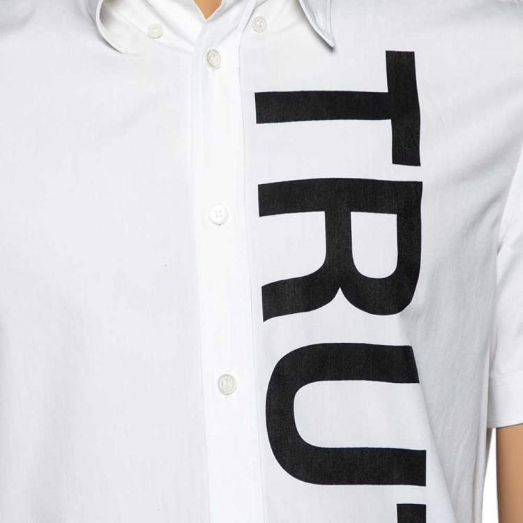 Pre Owned Alexander McQueen White Truth Printed Cotton Button Front Shirt M