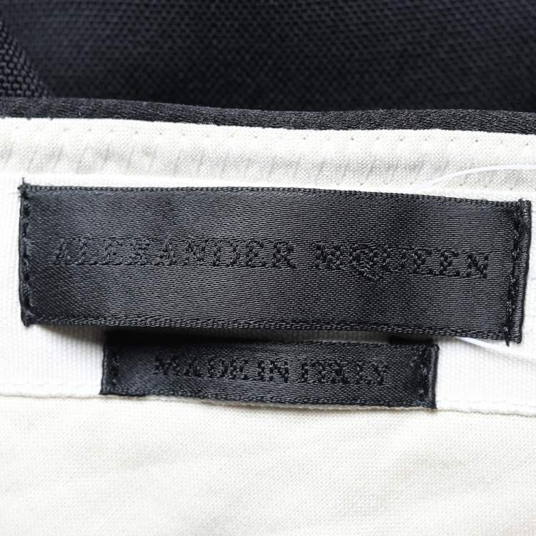 Pre Owned Alexander McQueen Black Wool & Mohair Studded Waist Trim Pants M