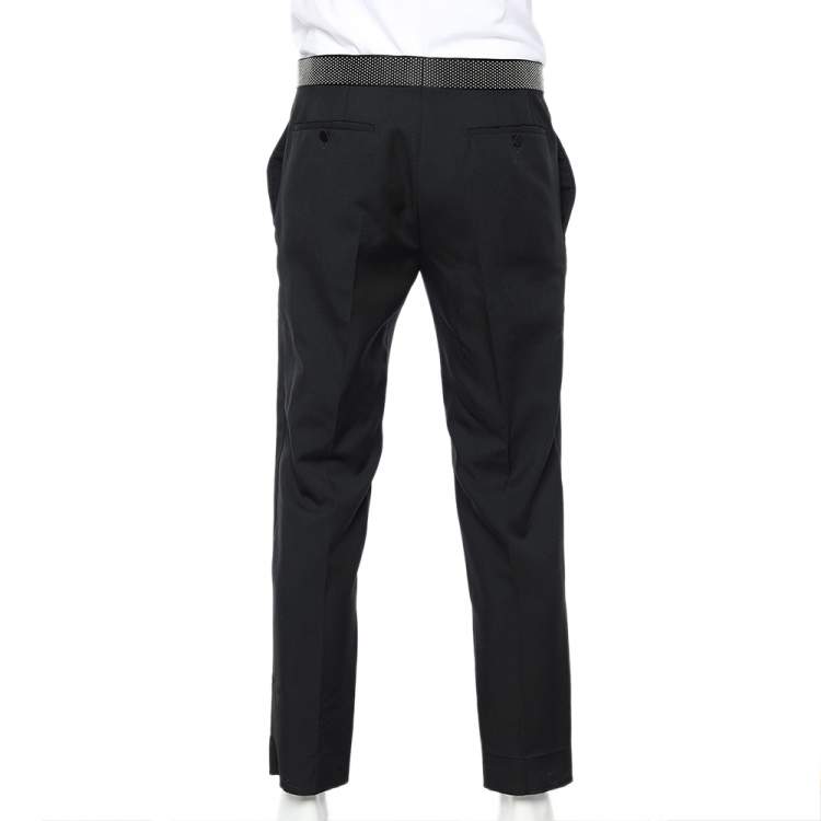 Pre Owned Alexander McQueen Black Wool & Mohair Studded Waist Trim Pants M