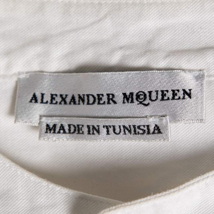Pre Owned Alexander McQueen White Cotton Skull Printed Long Sleeve T-Shirt M