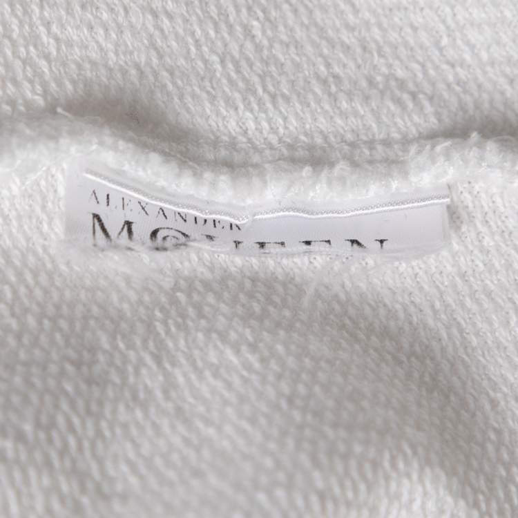 Pre Owned Alexander McQueen White Cotton Skull Printed Long Sleeve T-Shirt M