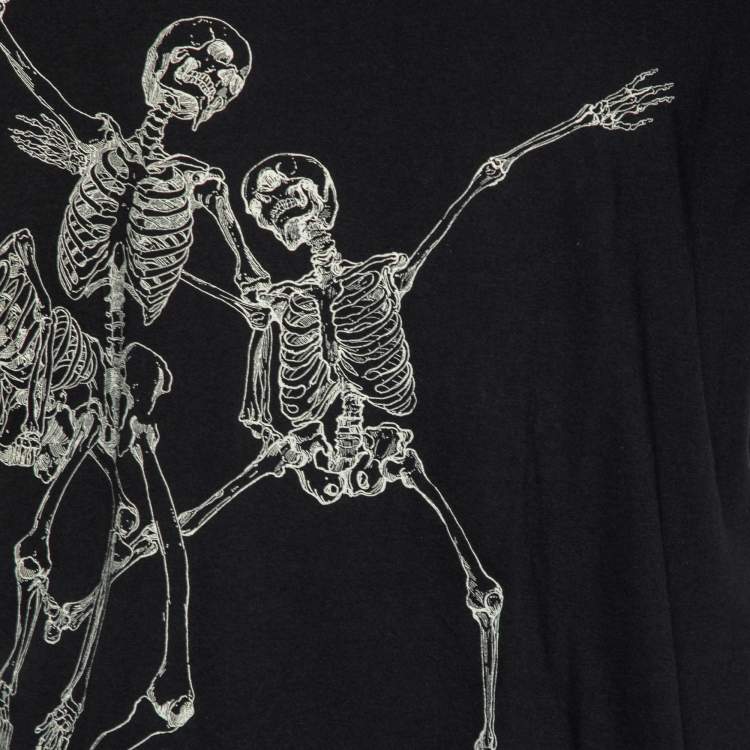 Pre Owned Alexander McQueen Black Dancing Skeleton Printed Cotton T-Shirt XXL