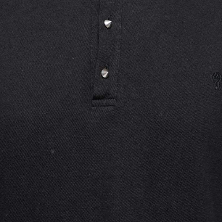 Pre Owned Alexander McQueen Black Cotton Pique Short Sleeve Polo T-Shirt XL