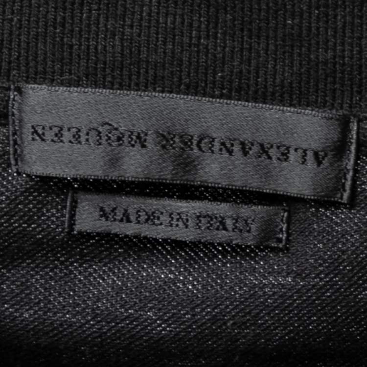 Pre Owned Alexander McQueen Black Cotton Pique Short Sleeve Polo T-Shirt XL