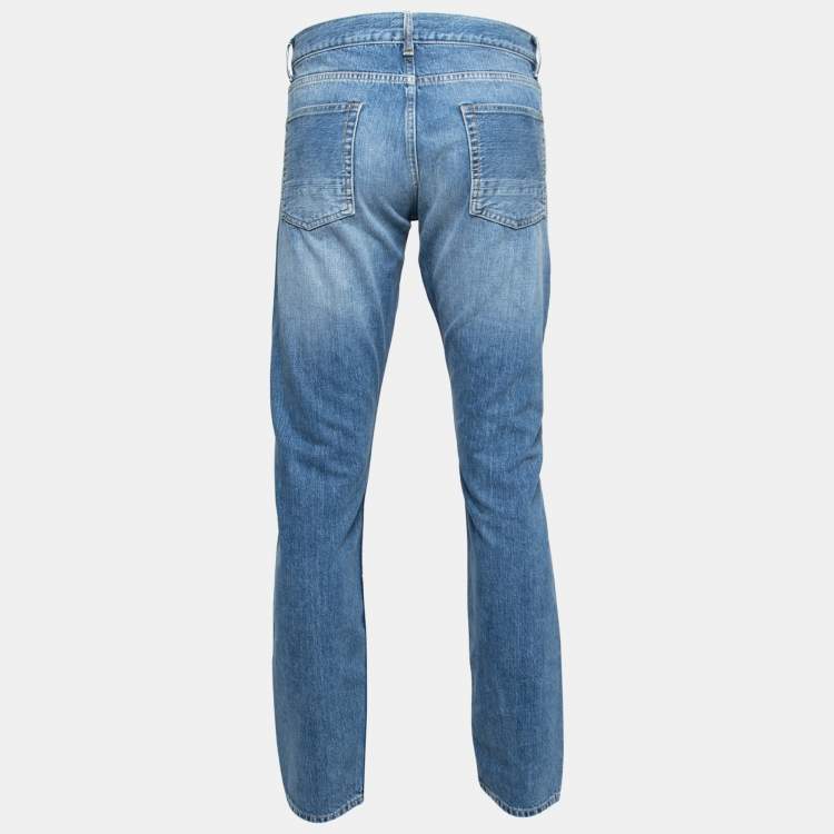 Pre Owned Alexander McQueen Blue Denim Distressed Slim Fit Jeans L