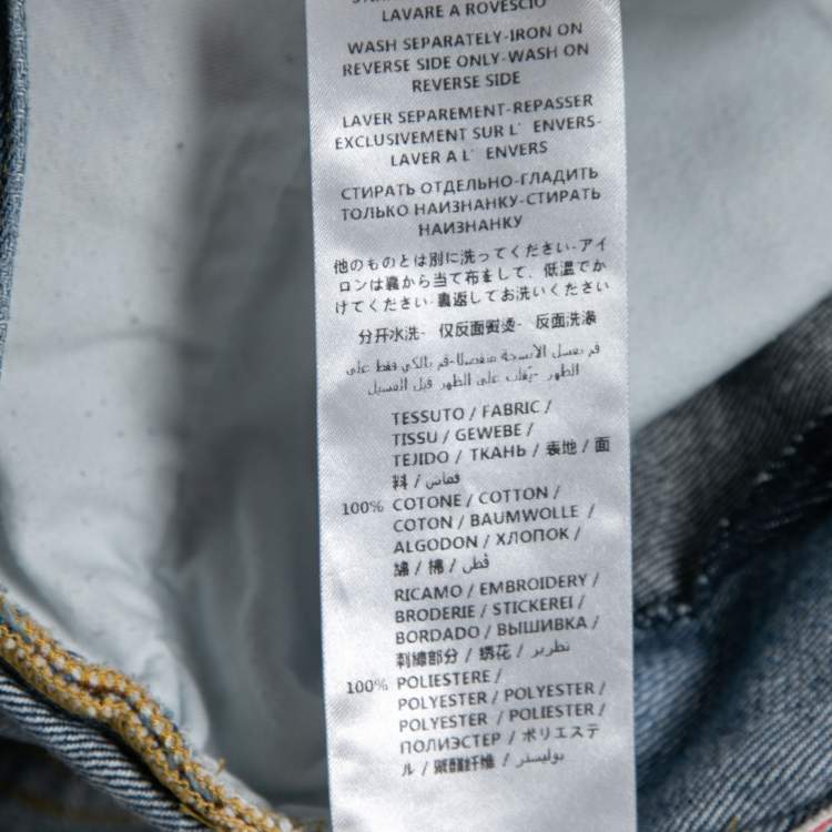 Pre Owned Alexander McQueen Blue Denim Distressed Slim Fit Jeans L