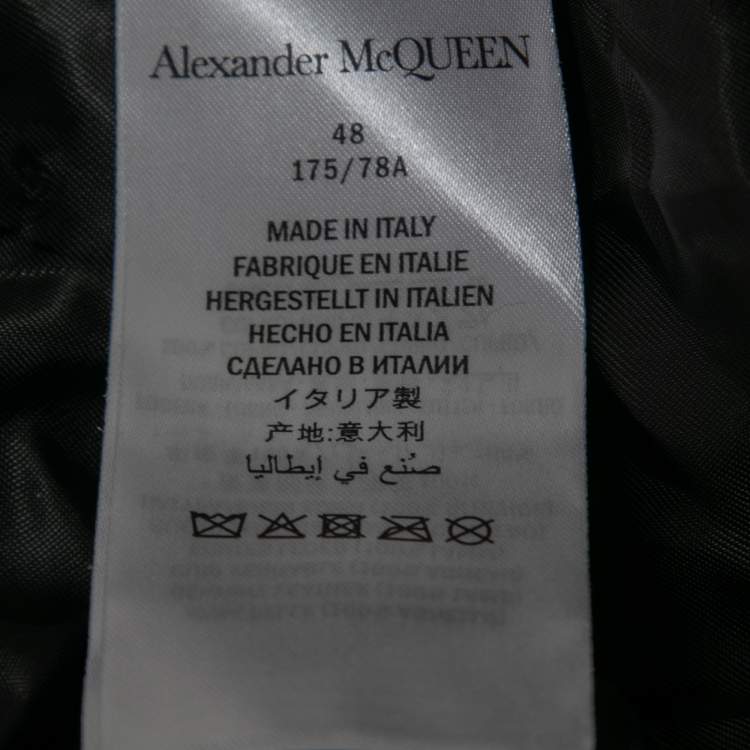 Pre Owned Alexander McQueen Black Leather Zip Detailed Pants M