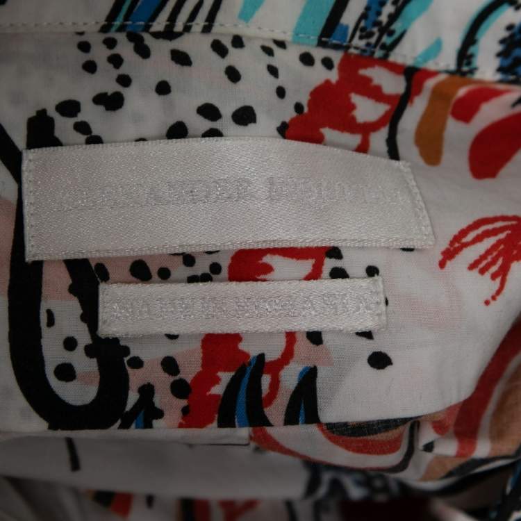 Pre Owned Alexander McQueen White Legendary Creature Print Cotton Shirt & Pant Set S